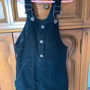Zara girls black corduroy overall dress
